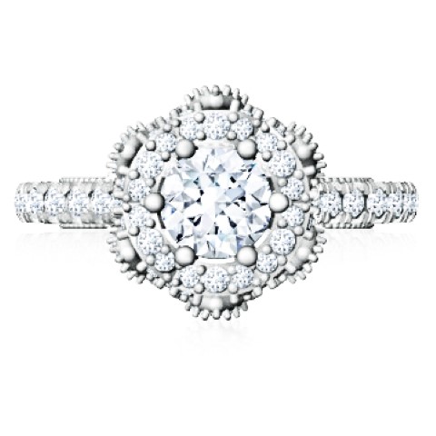 טבעת אירוסין משובצת יהלומים טבעיים סה"כ 1.46 קראט בעיצוב זהב לבן 14K